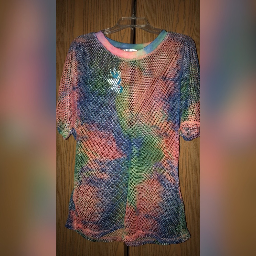 Rainbow mesh iHeartRave’s top